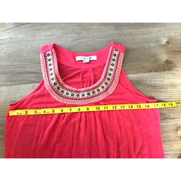 FOREVER 21- WOMEN'S PINK CREW NECK EMBELLISHED RHINESTONES TANK TOP SIZE SMALL - Picture 4 of 6